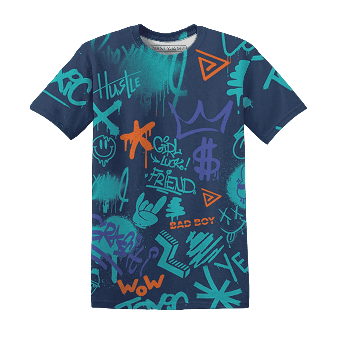 AM-Plus-Drift-Midnight-Navy-Total-Orange-Dusty-Cactus-T-Shirt-Match-Graffiti-King-3D-Doodle-Style