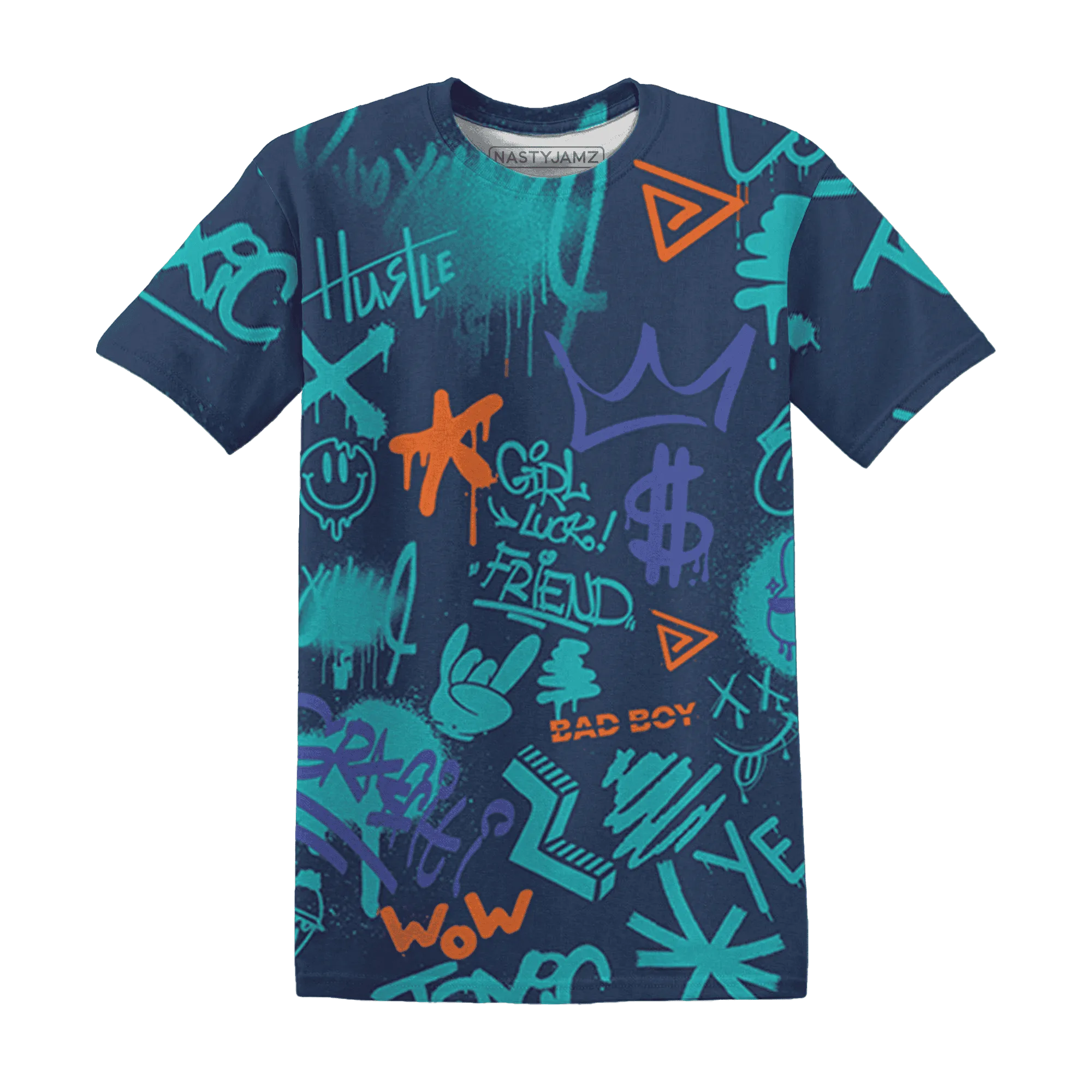 AM-Plus-Drift-Midnight-Navy-Total-Orange-Dusty-Cactus-T-Shirt-Match-Graffiti-King-3D-Doodle-Style