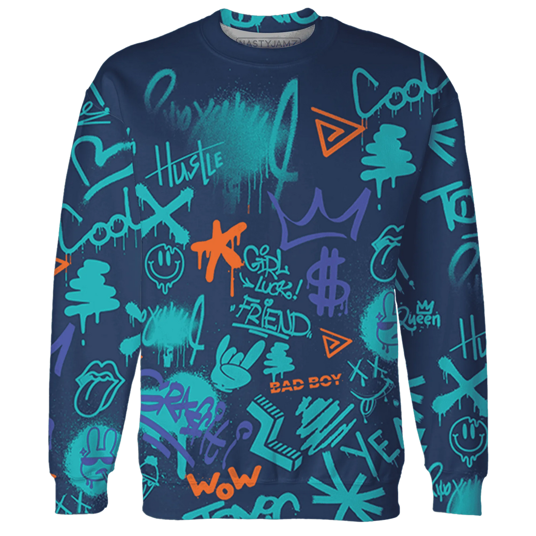 AM-Plus-Drift-Midnight-Navy-Total-Orange-Dusty-Cactus-Sweatshirt-Match-Graffiti-King-3D-Doodle-Style