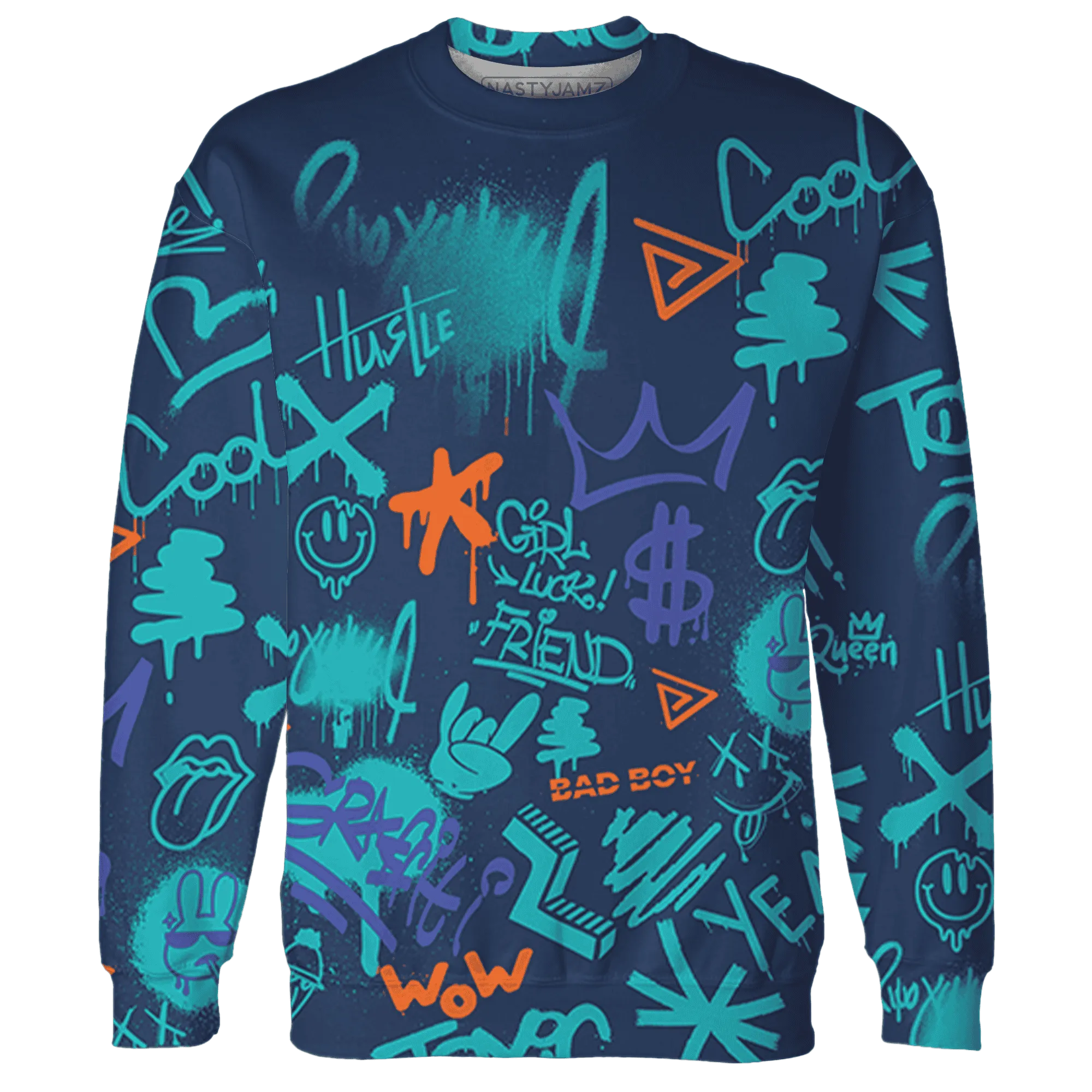 AM-Plus-Drift-Midnight-Navy-Total-Orange-Dusty-Cactus-Sweatshirt-Match-Graffiti-King-3D-Doodle-Style