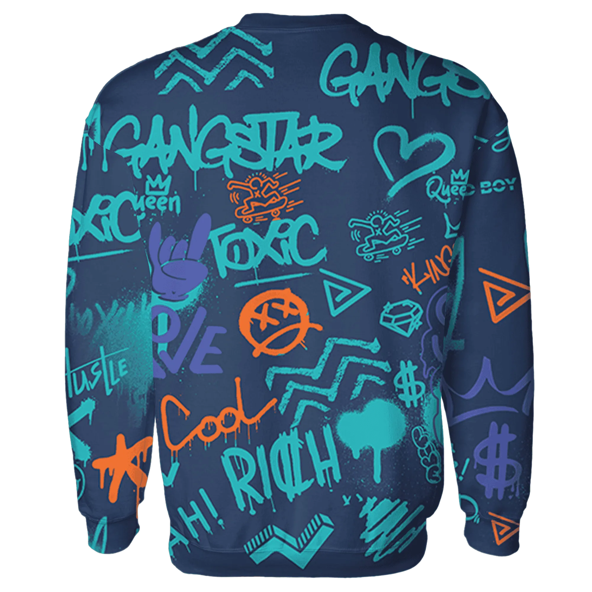 AM-Plus-Drift-Midnight-Navy-Total-Orange-Dusty-Cactus-Sweatshirt-Match-Graffiti-King-3D-Doodle-Style