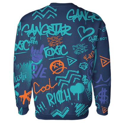 AM-Plus-Drift-Midnight-Navy-Total-Orange-Dusty-Cactus-Sweatshirt-Match-Graffiti-King-3D-Doodle-Style