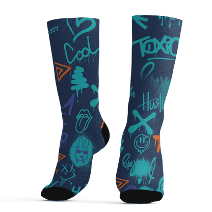 AM-Plus-Drift-Midnight-Navy-Total-Orange-Dusty-Cactus-Socks-Match-Graffiti-King-3D-Doodle-Style