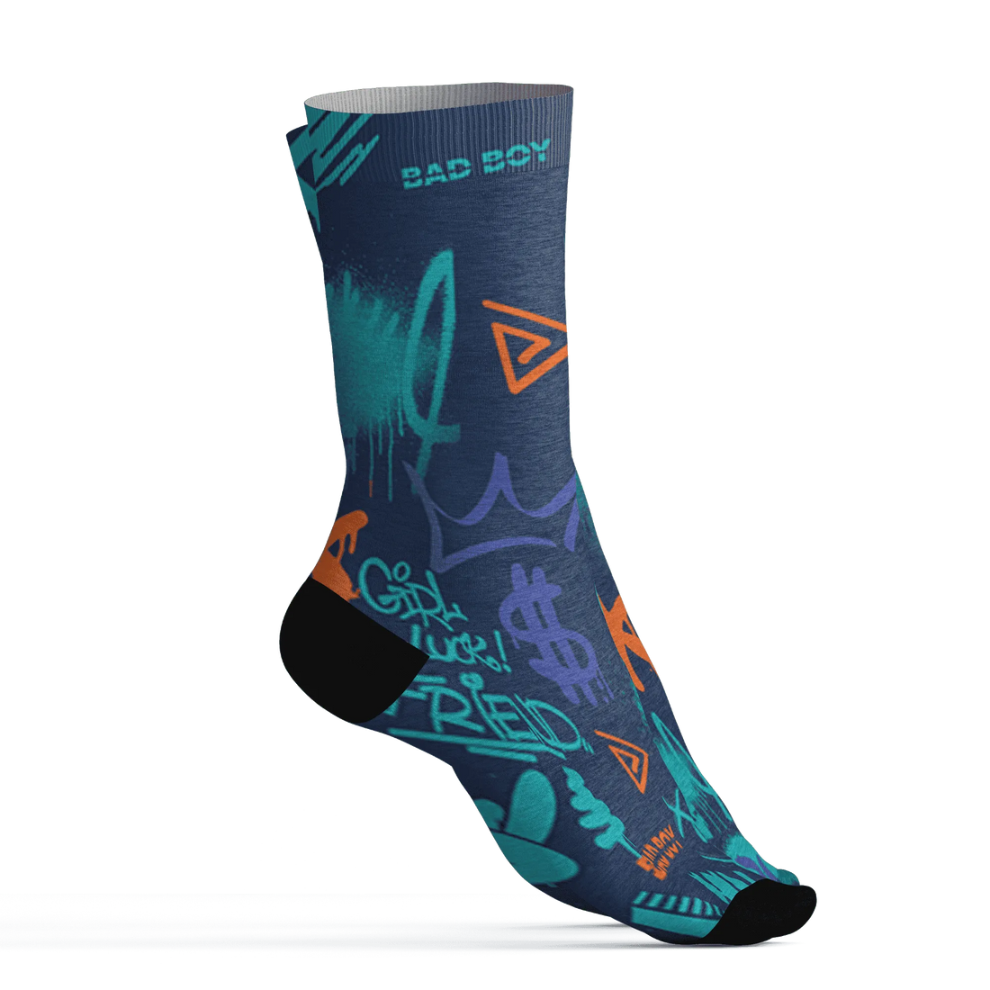 AM-Plus-Drift-Midnight-Navy-Total-Orange-Dusty-Cactus-Socks-Match-Graffiti-King-3D-Doodle-Style