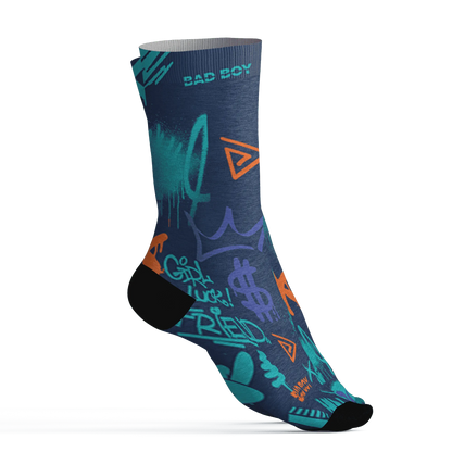 AM-Plus-Drift-Midnight-Navy-Total-Orange-Dusty-Cactus-Socks-Match-Graffiti-King-3D-Doodle-Style