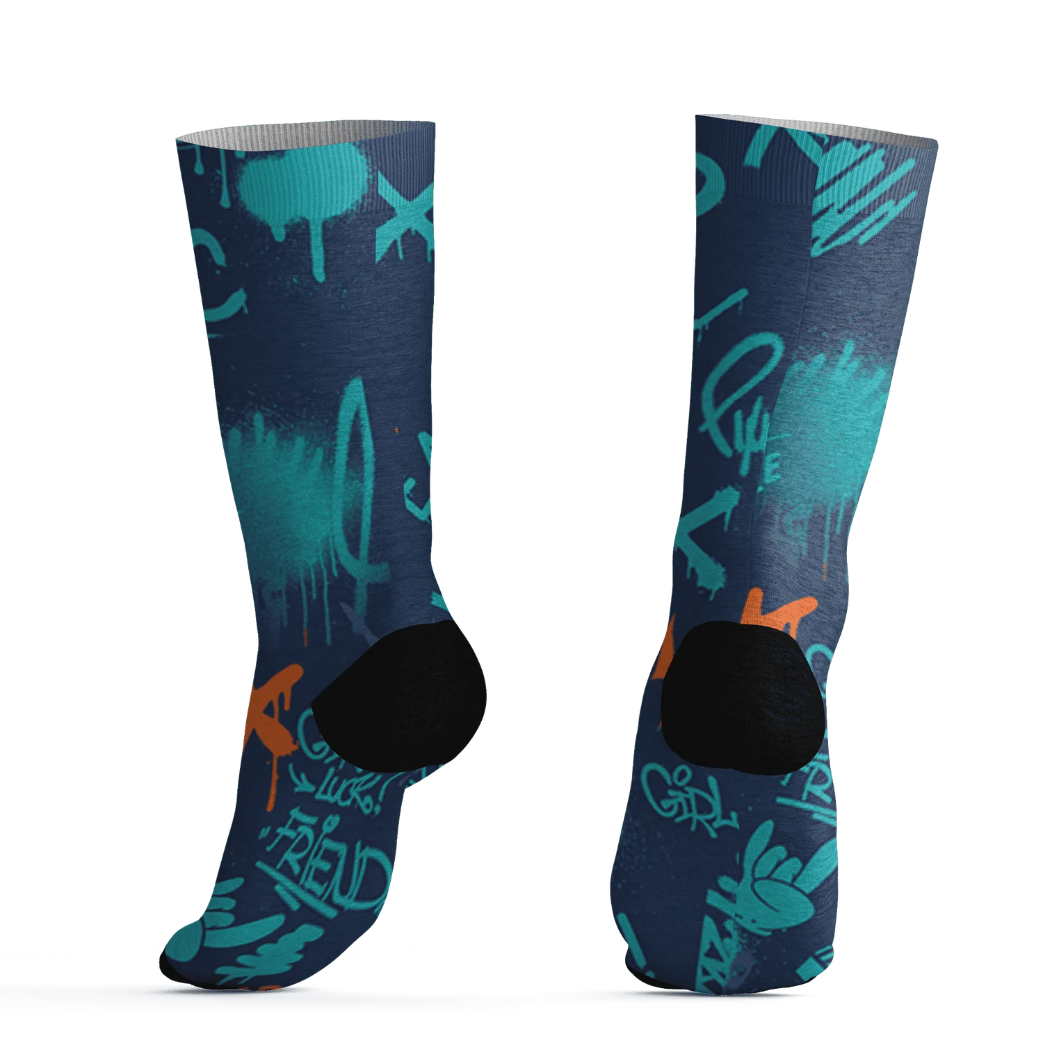 AM-Plus-Drift-Midnight-Navy-Total-Orange-Dusty-Cactus-Socks-Match-Graffiti-King-3D-Doodle-Style