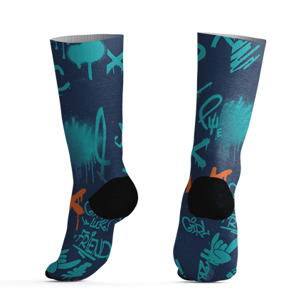 AM-Plus-Drift-Midnight-Navy-Total-Orange-Dusty-Cactus-Socks-Match-Graffiti-King-3D-Doodle-Style