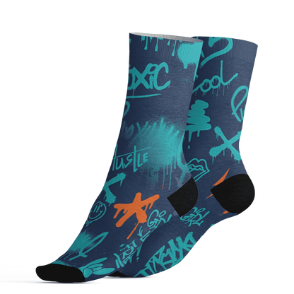 AM-Plus-Drift-Midnight-Navy-Total-Orange-Dusty-Cactus-Socks-Match-Graffiti-King-3D-Doodle-Style
