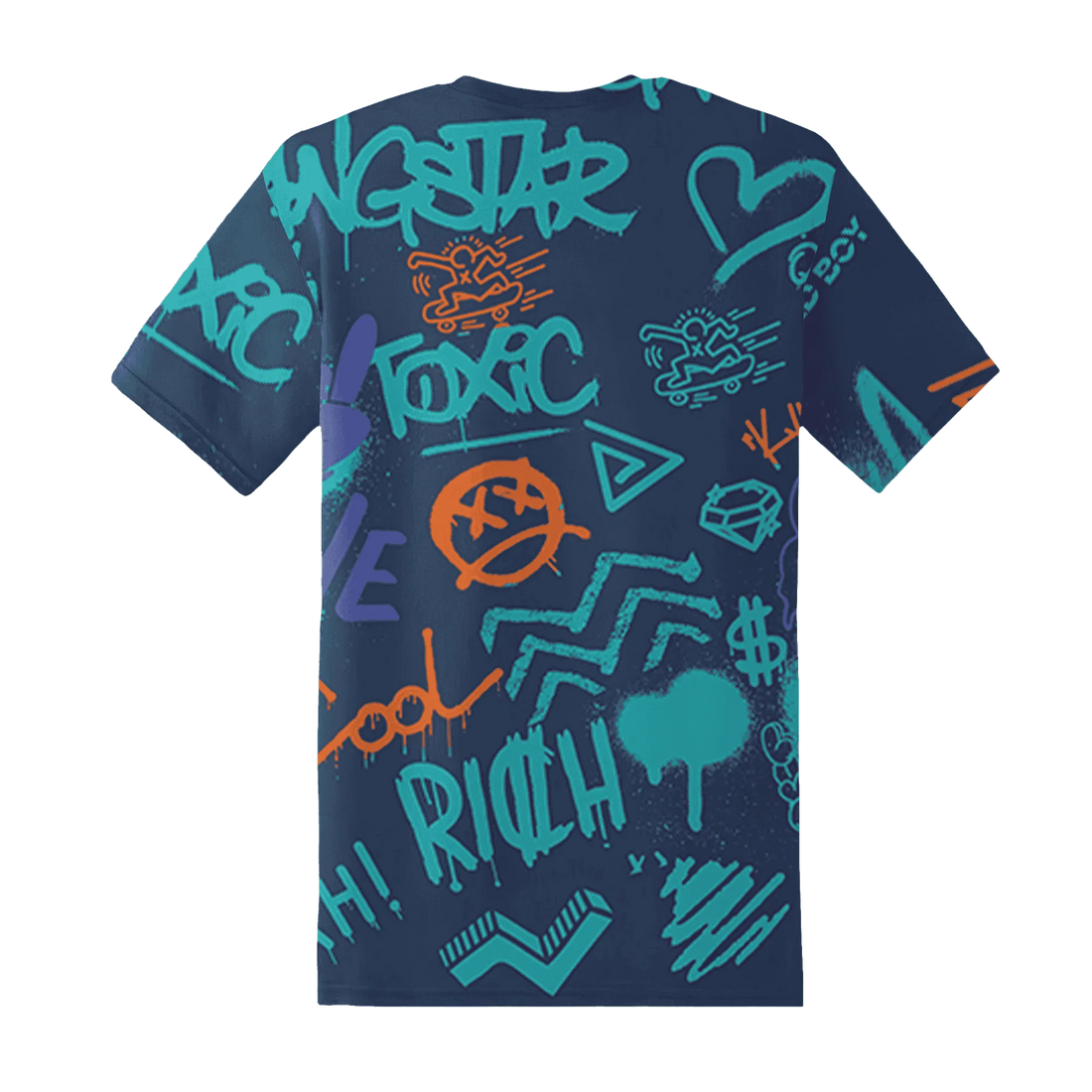 AM-Plus-Drift-Midnight-Navy-Total-Orange-Dusty-Cactus-T-Shirt-Match-Graffiti-King-3D-Doodle-Style