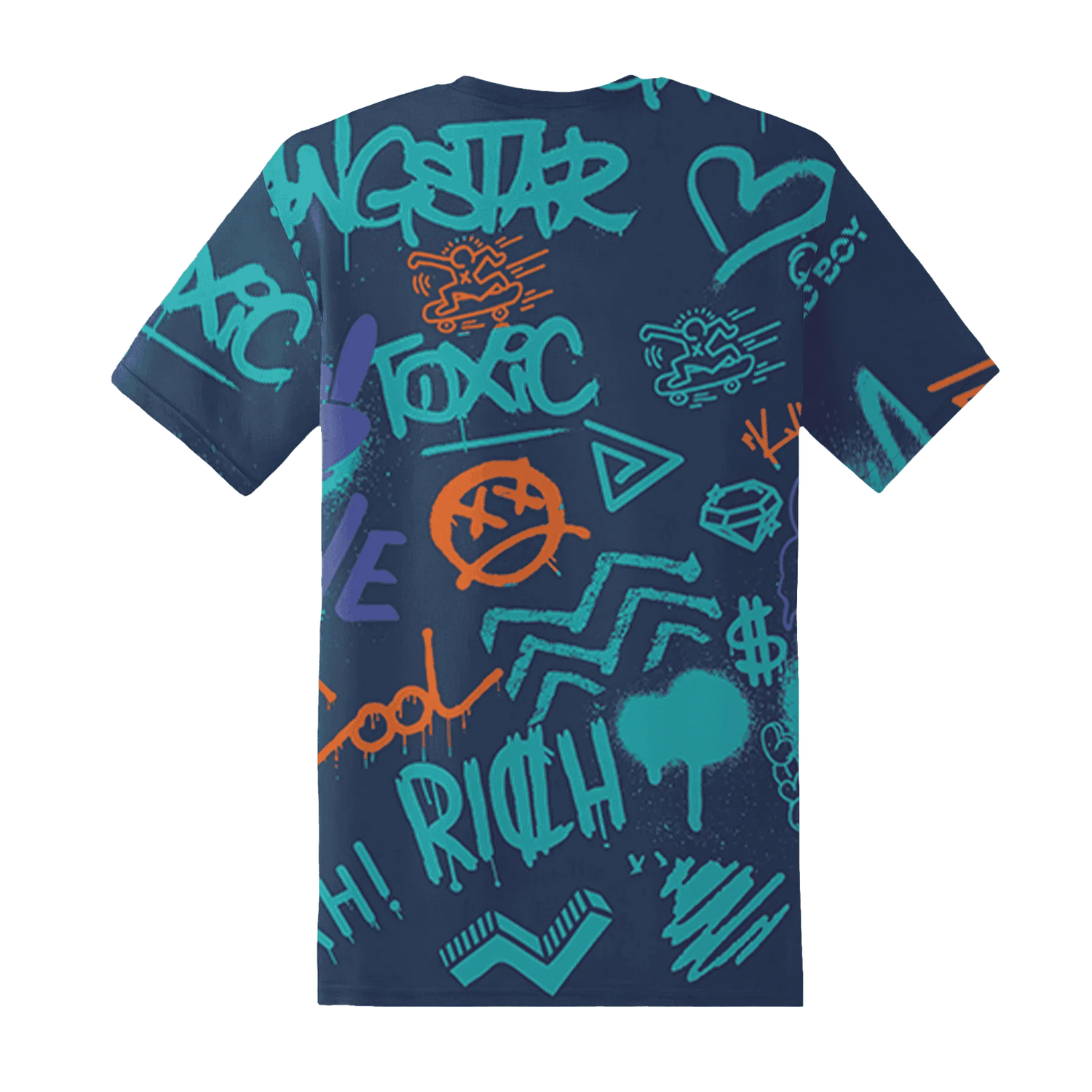 AM-Plus-Drift-Midnight-Navy-Total-Orange-Dusty-Cactus-T-Shirt-Match-Graffiti-King-3D-Doodle-Style