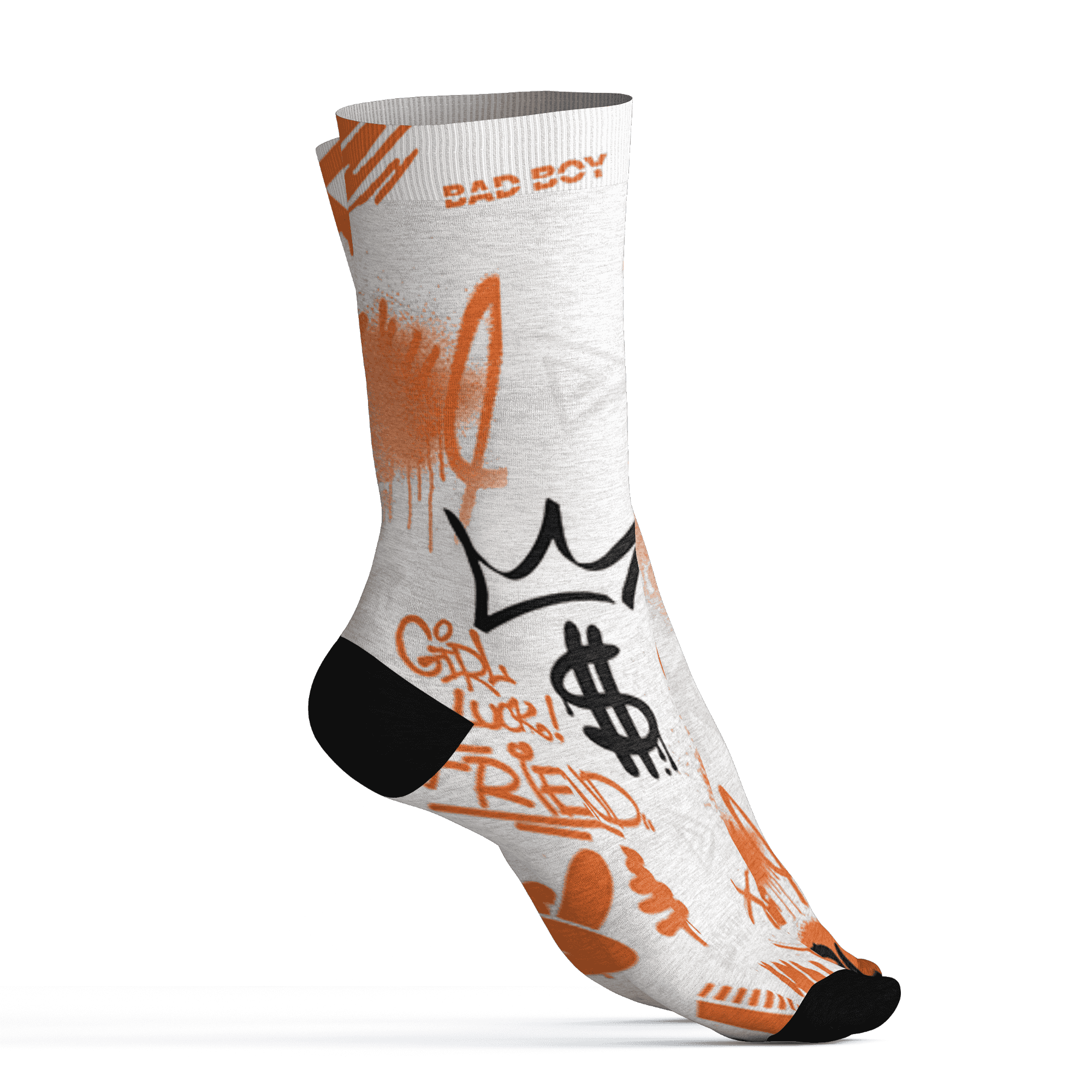 AM-TW-White-Orange-Socks-Match-Graffiti-King-3D-Doodle-Style