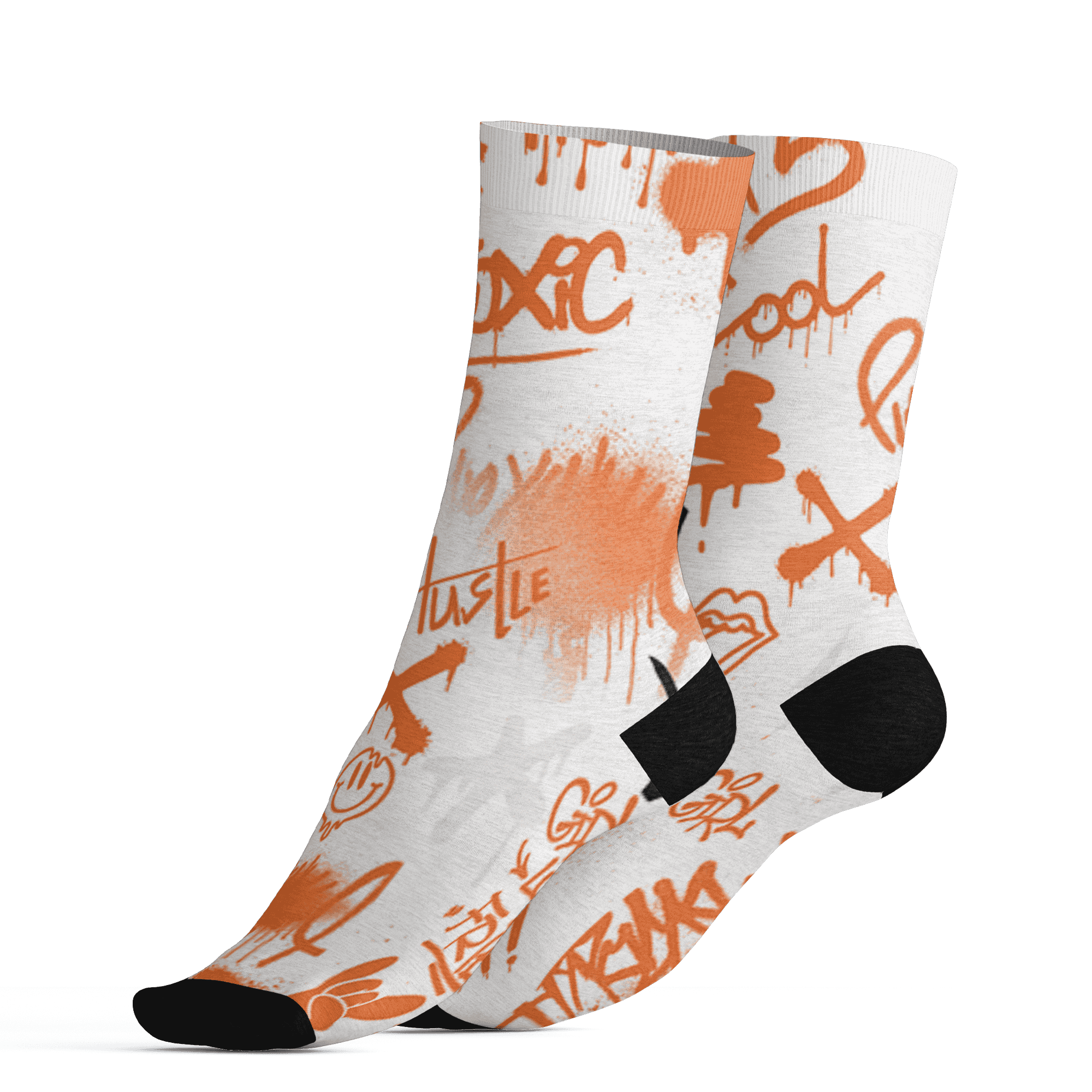 AM-TW-White-Orange-Socks-Match-Graffiti-King-3D-Doodle-Style