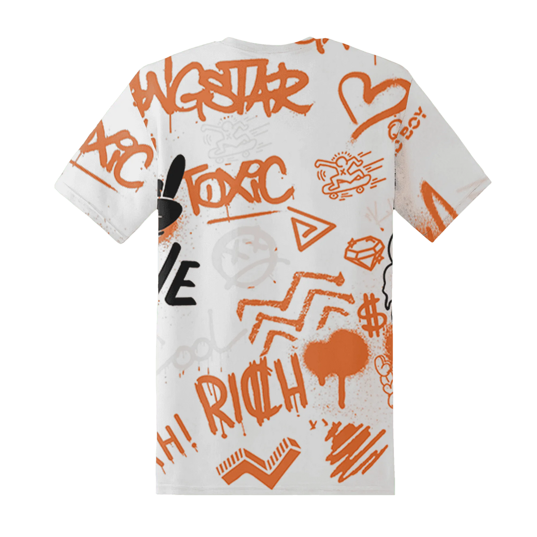 AM-TW-White-Orange-T-Shirt-Match-Graffiti-King-3D-Doodle-Style