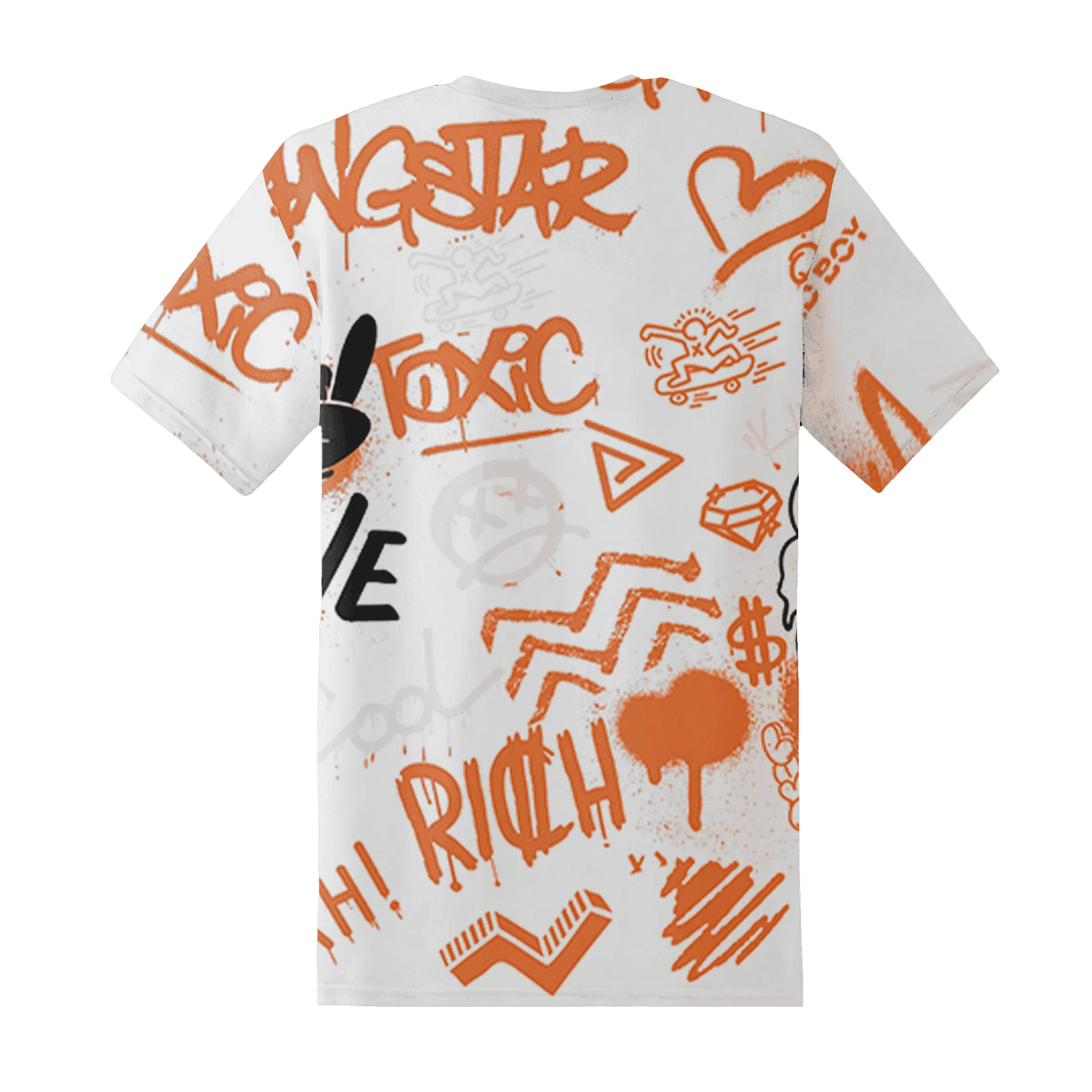AM-TW-White-Orange-T-Shirt-Match-Graffiti-King-3D-Doodle-Style