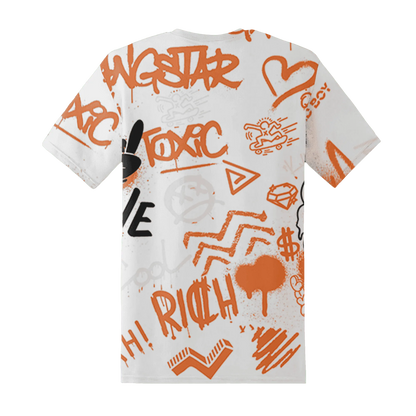 AM-TW-White-Orange-T-Shirt-Match-Graffiti-King-3D-Doodle-Style