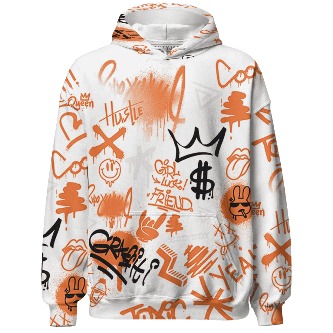 AM-TW-White-Orange-Hoodie-Match-Graffiti-King-3D-Doodle-Style