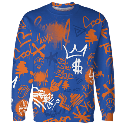 Dunk Low Knicks Sweatshirt Match Graffiti King 3D All-Over Print Doodle Style - NastyJamz