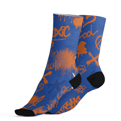 Dunk Low Knicks Socks Match Graffiti King 3D All-Over Print Doodle Style - NastyJamz