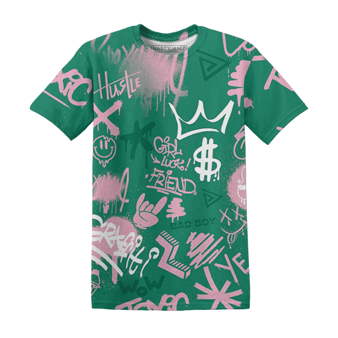Dunk-Pink-Malachite-Medium-Soft-Low-Sail-T-Shirt-Match-Graffiti-King-3D-Doodle-Style