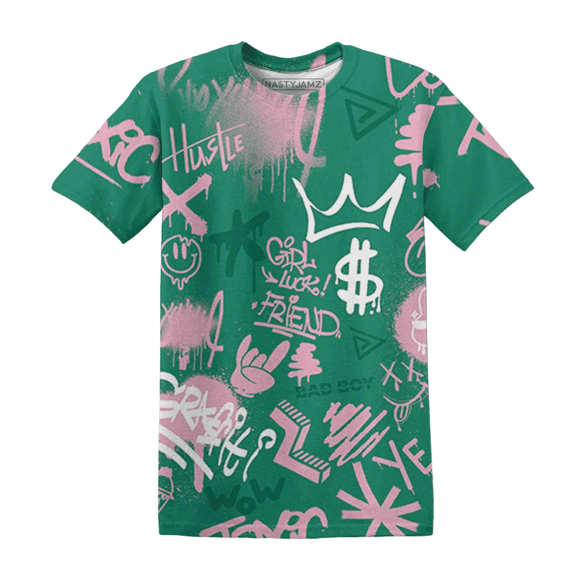 Dunk-Pink-Malachite-Medium-Soft-Low-Sail-T-Shirt-Match-Graffiti-King-3D-Doodle-Style
