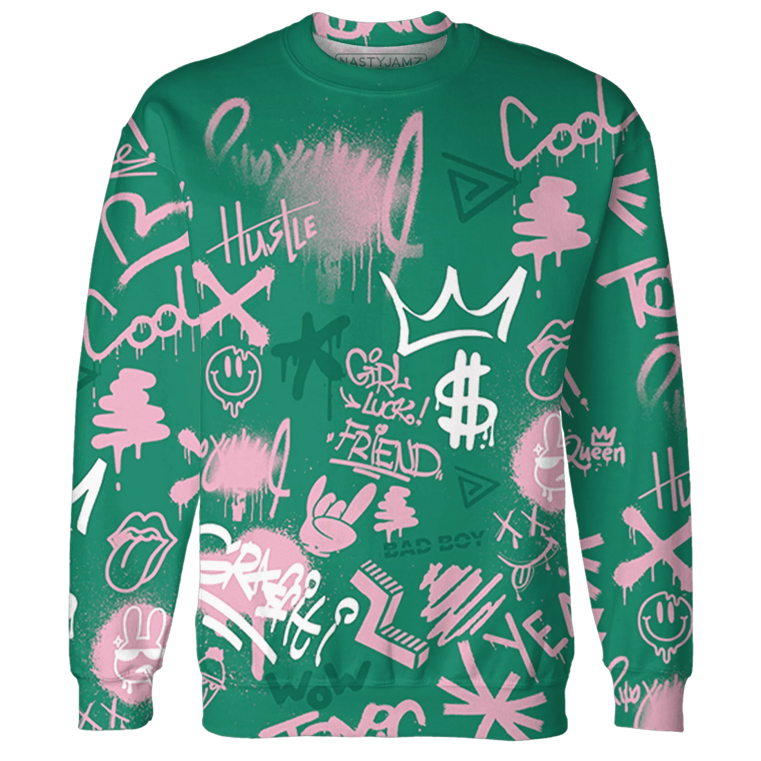 Dunk-Pink-Malachite-Medium-Soft-Low-Sail-Sweatshirt-Match-Graffiti-King-3D-Doodle-Style