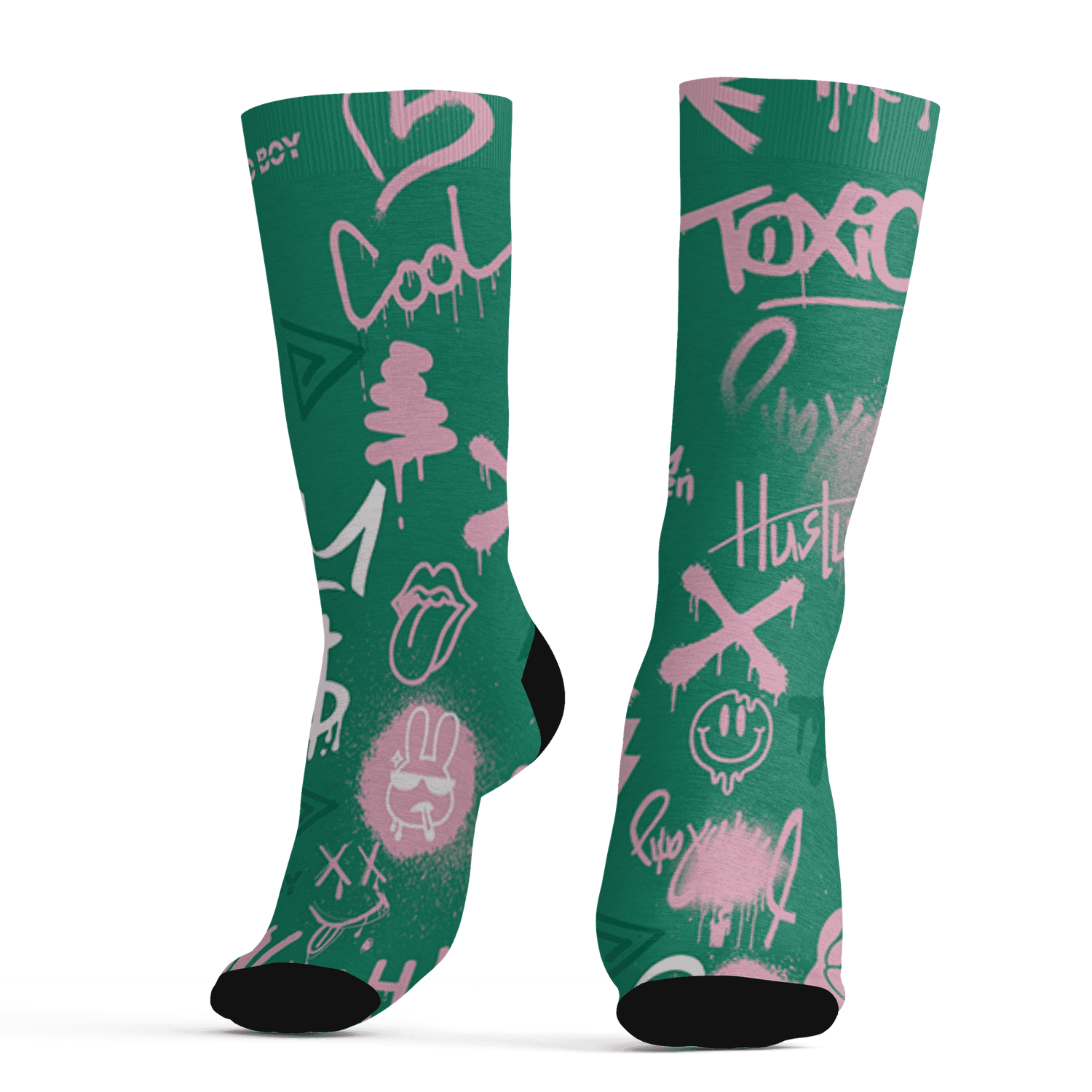 Dunk-Pink-Malachite-Medium-Soft-Low-Sail-Socks-Match-Graffiti-King-3D-Doodle-Style