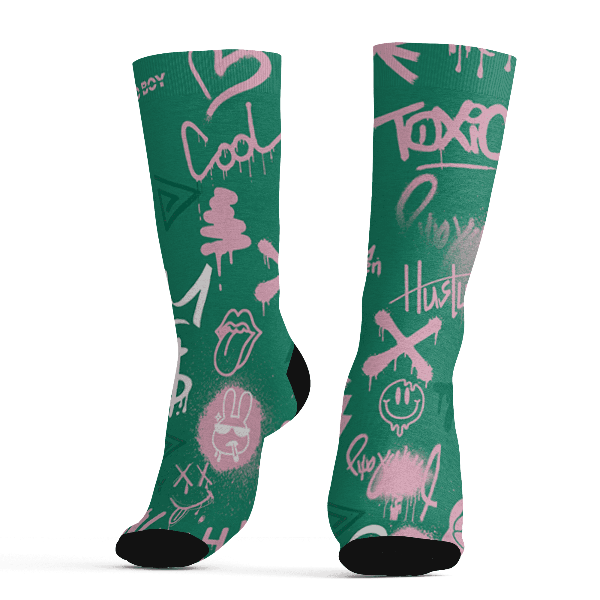 Dunk-Pink-Malachite-Medium-Soft-Low-Sail-Socks-Match-Graffiti-King-3D-Doodle-Style