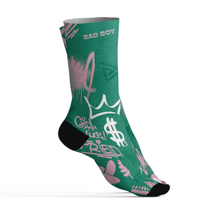 Dunk-Pink-Malachite-Medium-Soft-Low-Sail-Socks-Match-Graffiti-King-3D-Doodle-Style