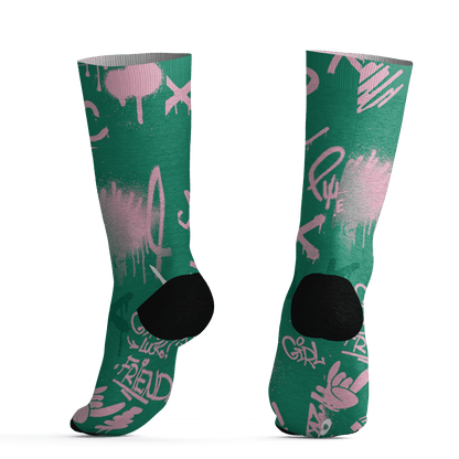 Dunk-Pink-Malachite-Medium-Soft-Low-Sail-Socks-Match-Graffiti-King-3D-Doodle-Style