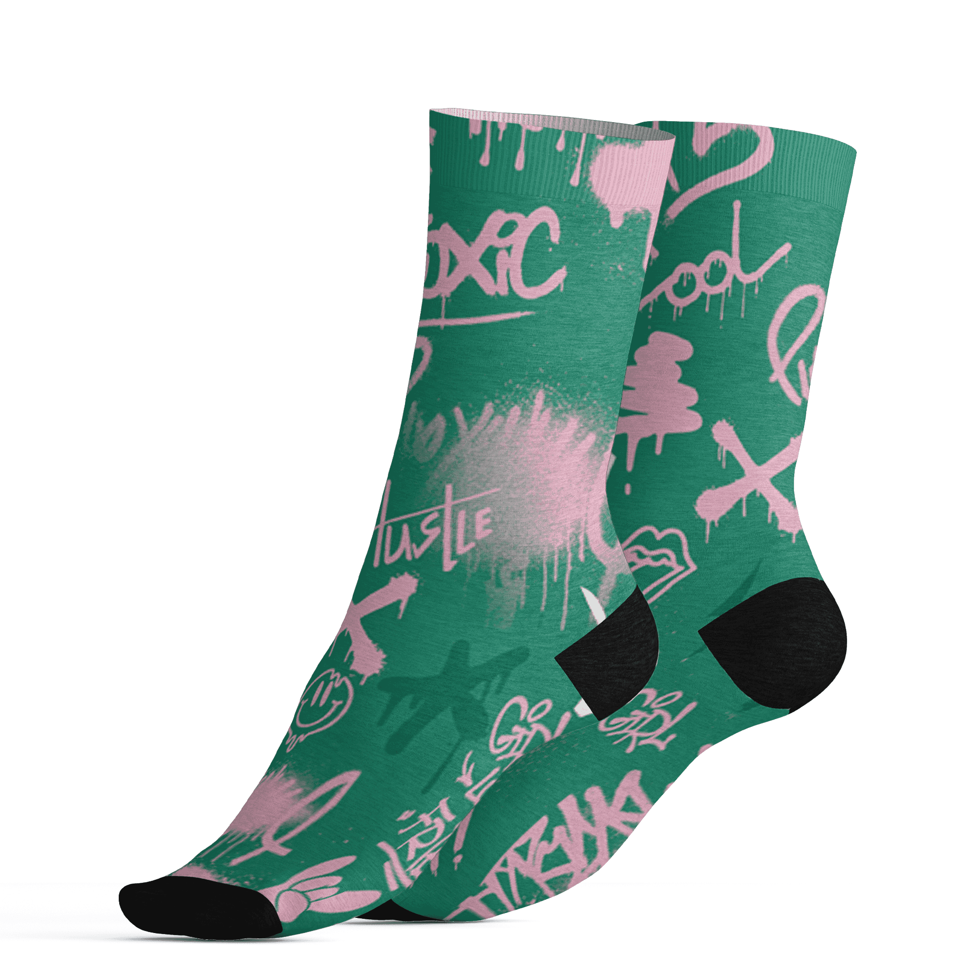 Dunk-Pink-Malachite-Medium-Soft-Low-Sail-Socks-Match-Graffiti-King-3D-Doodle-Style