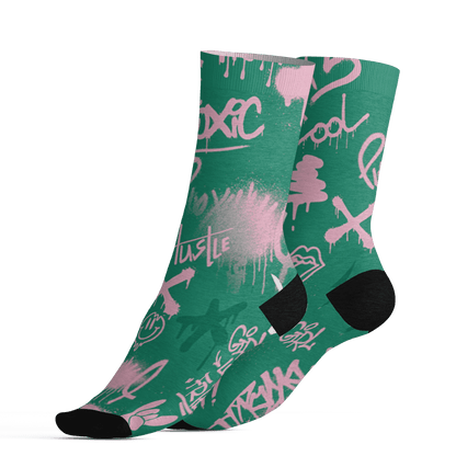 Dunk-Pink-Malachite-Medium-Soft-Low-Sail-Socks-Match-Graffiti-King-3D-Doodle-Style