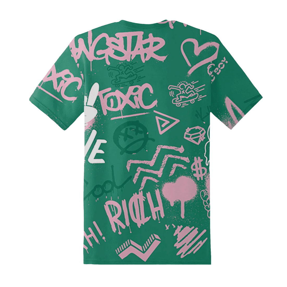 Dunk-Pink-Malachite-Medium-Soft-Low-Sail-T-Shirt-Match-Graffiti-King-3D-Doodle-Style