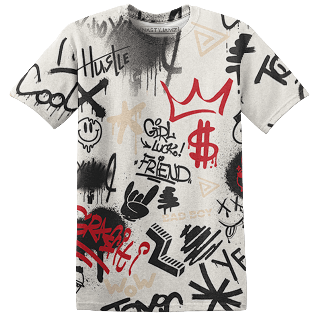 Jumman Jack University Red T Shirt Match Graffiti King 3D All-Over Print Doodle Style - NastyJamz