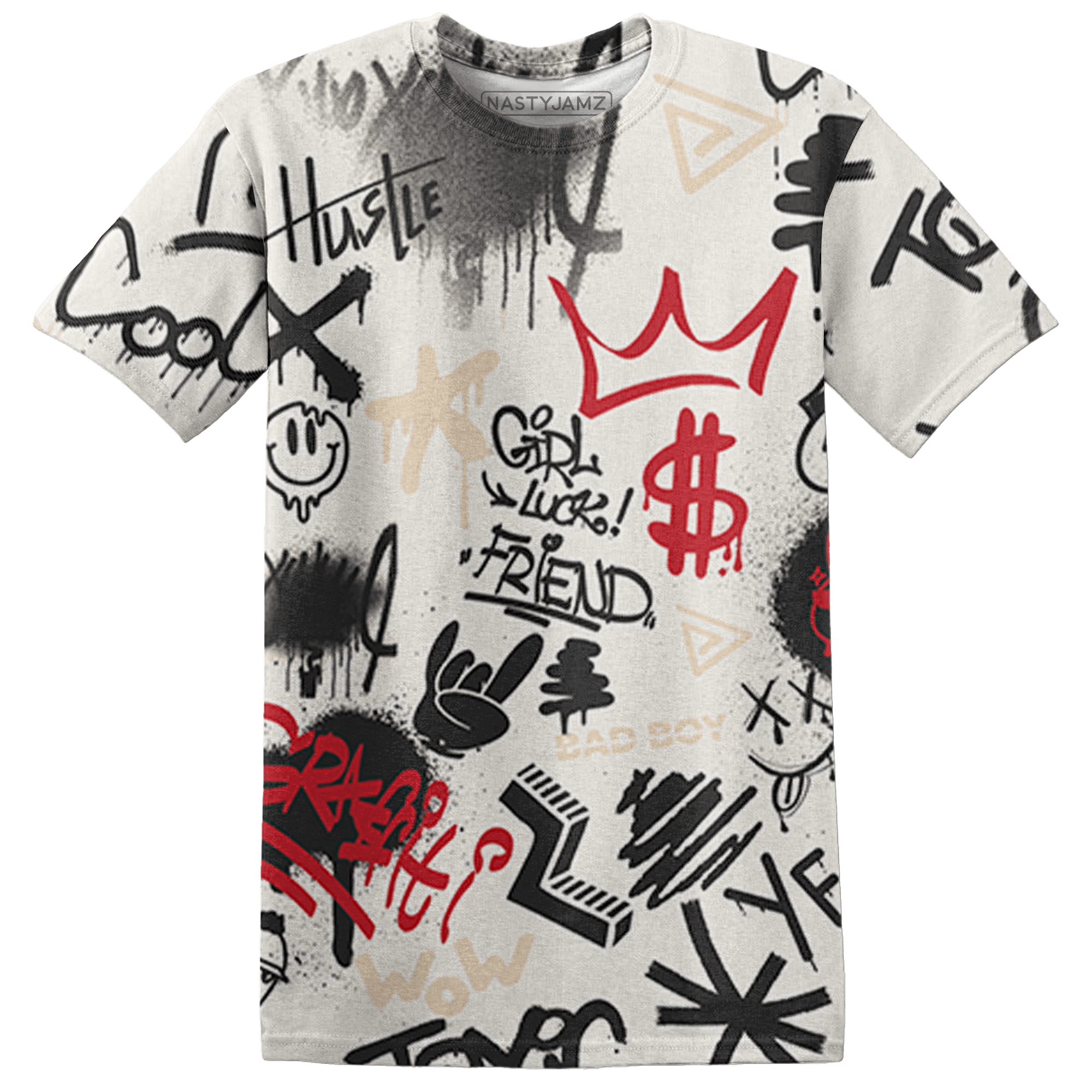 Jumman Jack University Red T Shirt Match Graffiti King 3D All-Over Print Doodle Style - NastyJamz
