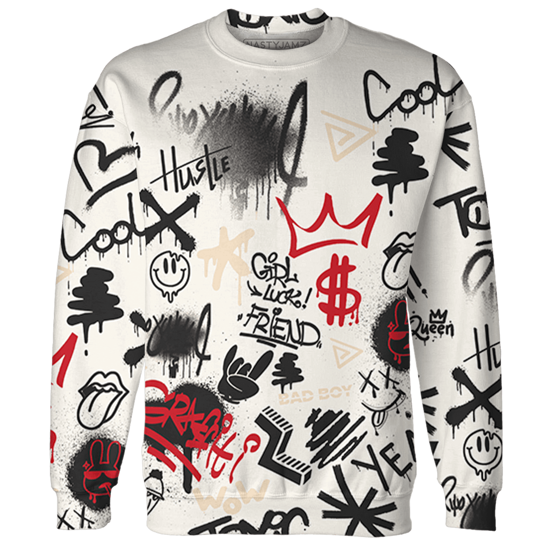 Jumman Jack University Red Sweatshirt Match Graffiti King 3D All-Over Print Doodle Style - NastyJamz