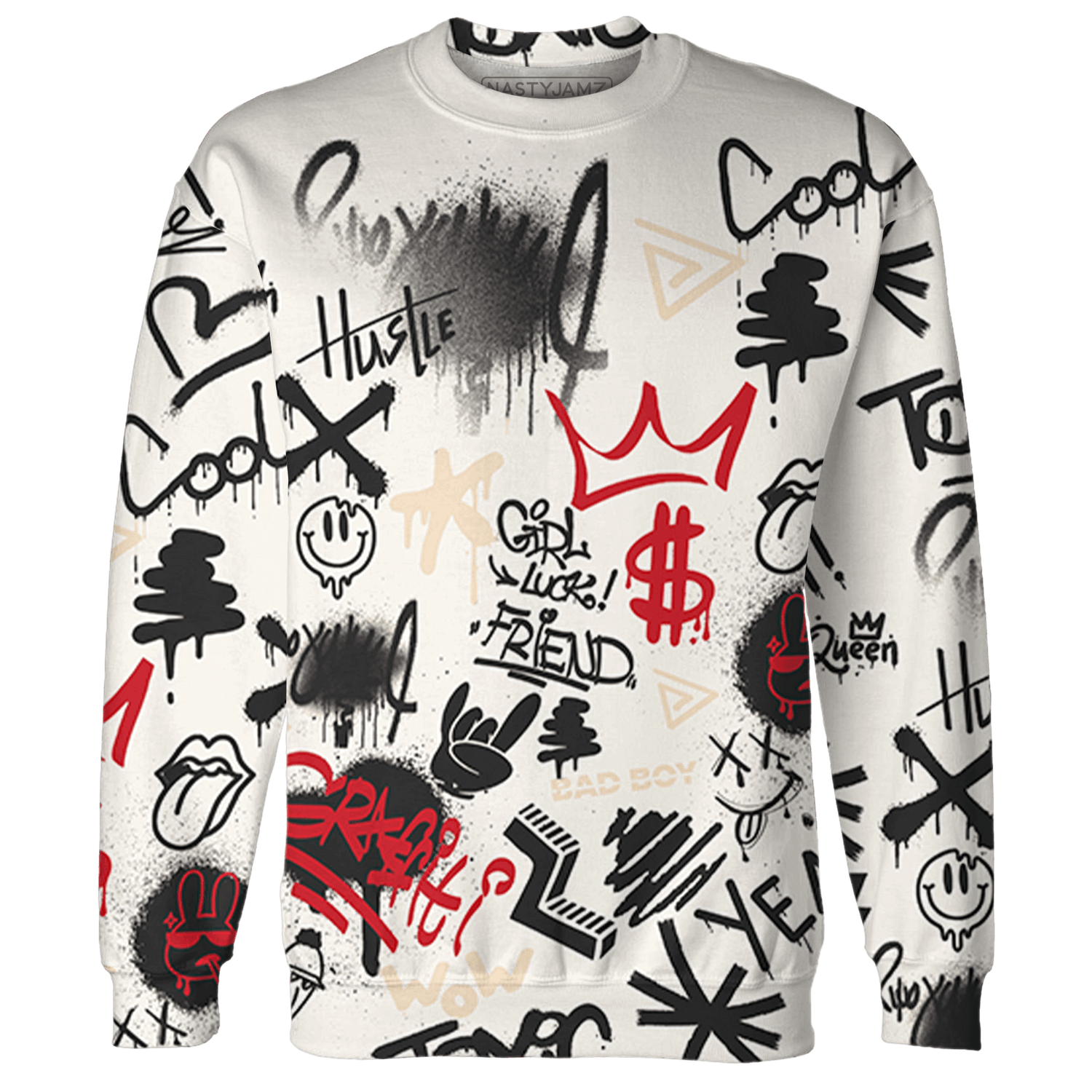 Jumman Jack University Red Sweatshirt Match Graffiti King 3D All-Over Print Doodle Style - NastyJamz