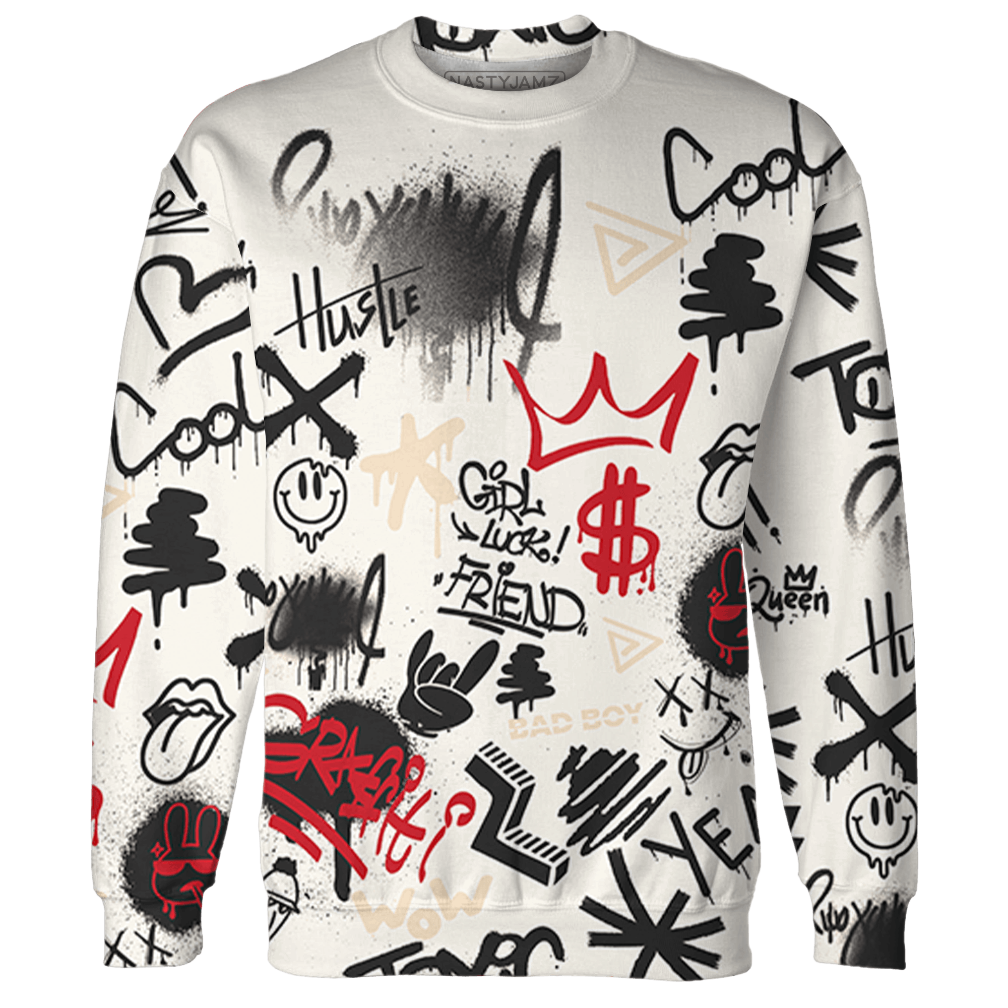 Jumman Jack University Red Sweatshirt Match Graffiti King 3D All-Over Print Doodle Style - NastyJamz