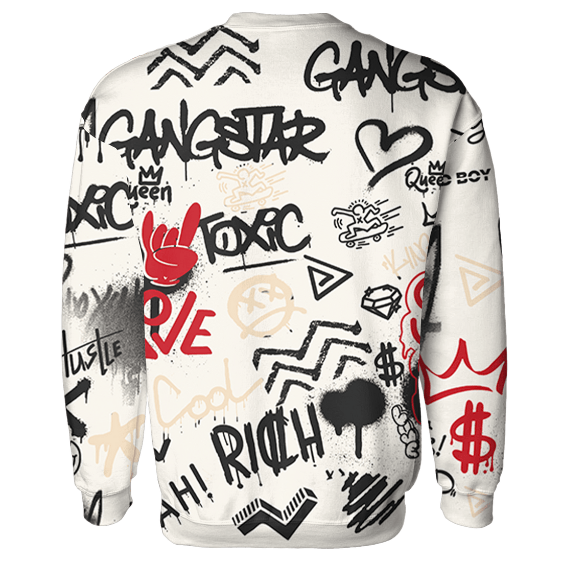 Jumman Jack University Red Sweatshirt Match Graffiti King 3D All-Over Print Doodle Style - NastyJamz