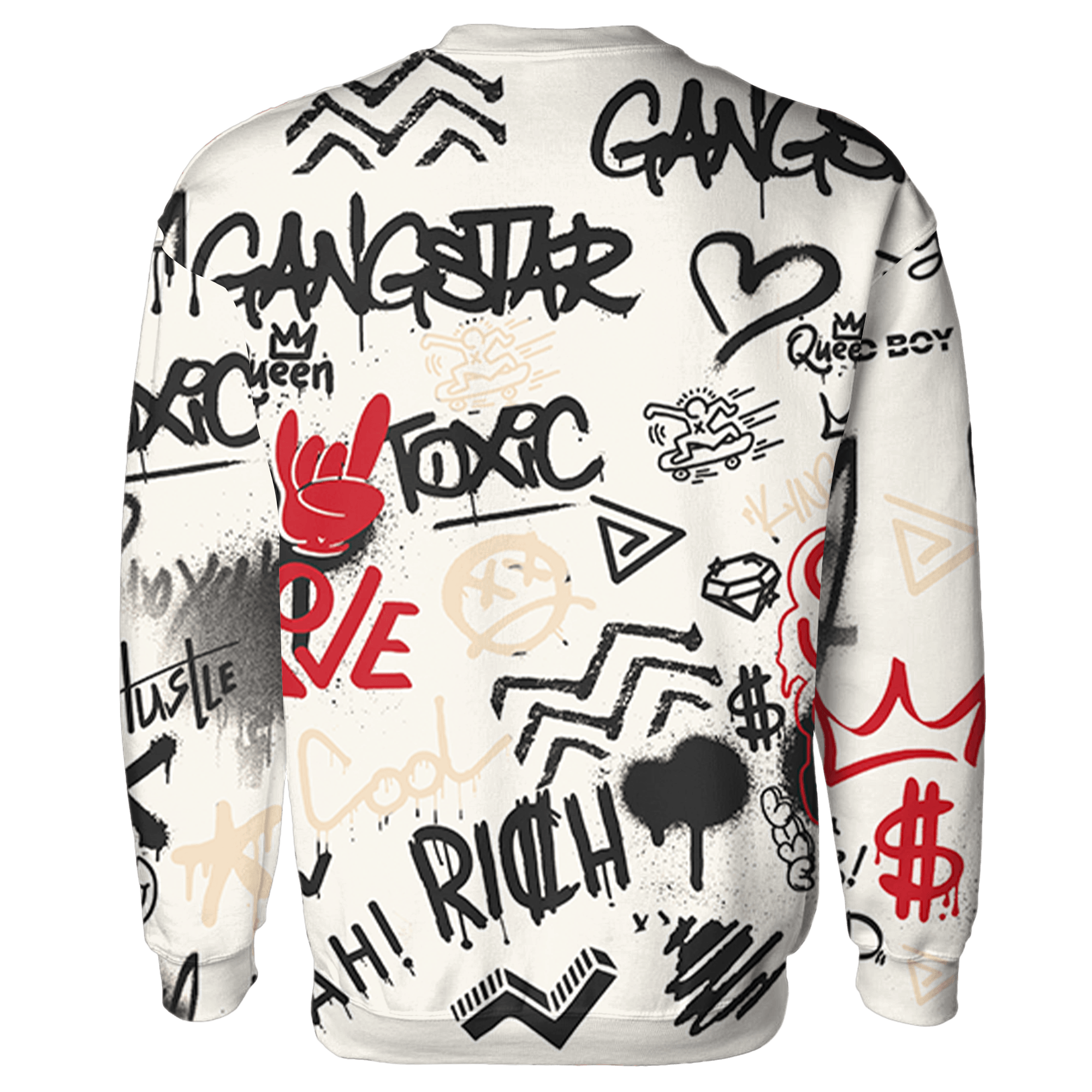 Jumman Jack University Red Sweatshirt Match Graffiti King 3D All-Over Print Doodle Style - NastyJamz
