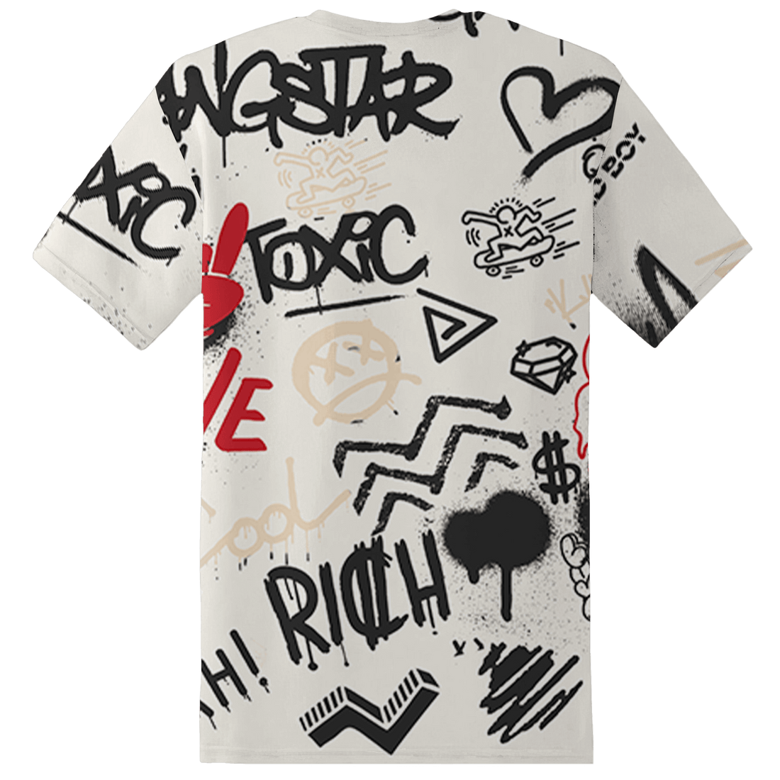Jumman Jack University Red T Shirt Match Graffiti King 3D All-Over Print Doodle Style - NastyJamz