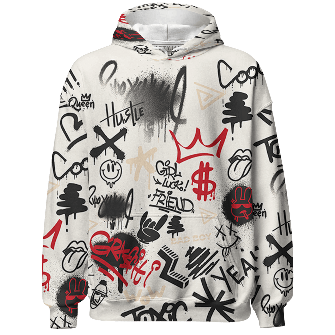 Jumman Jack University Red Hoodie Match Graffiti King 3D All-Over Print Doodle Style - NastyJamz