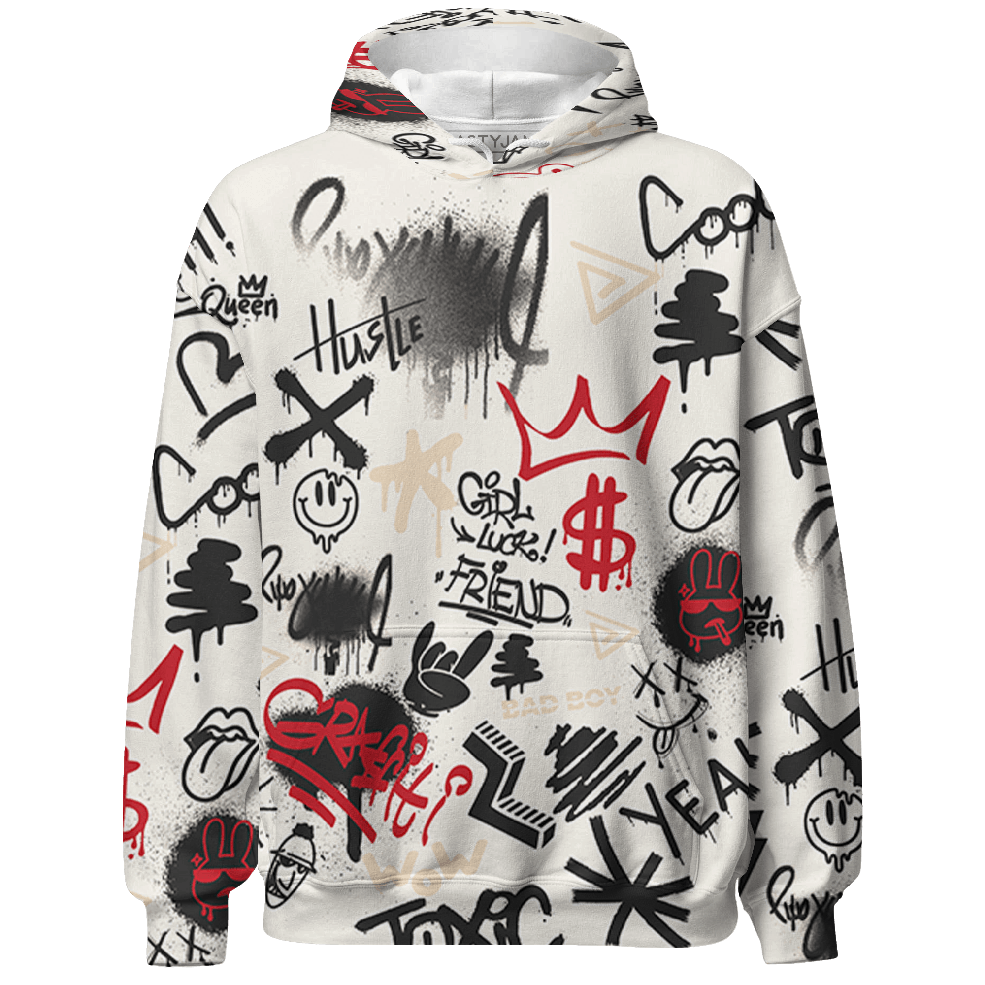 Jumman Jack University Red Hoodie Match Graffiti King 3D All-Over Print Doodle Style - NastyJamz