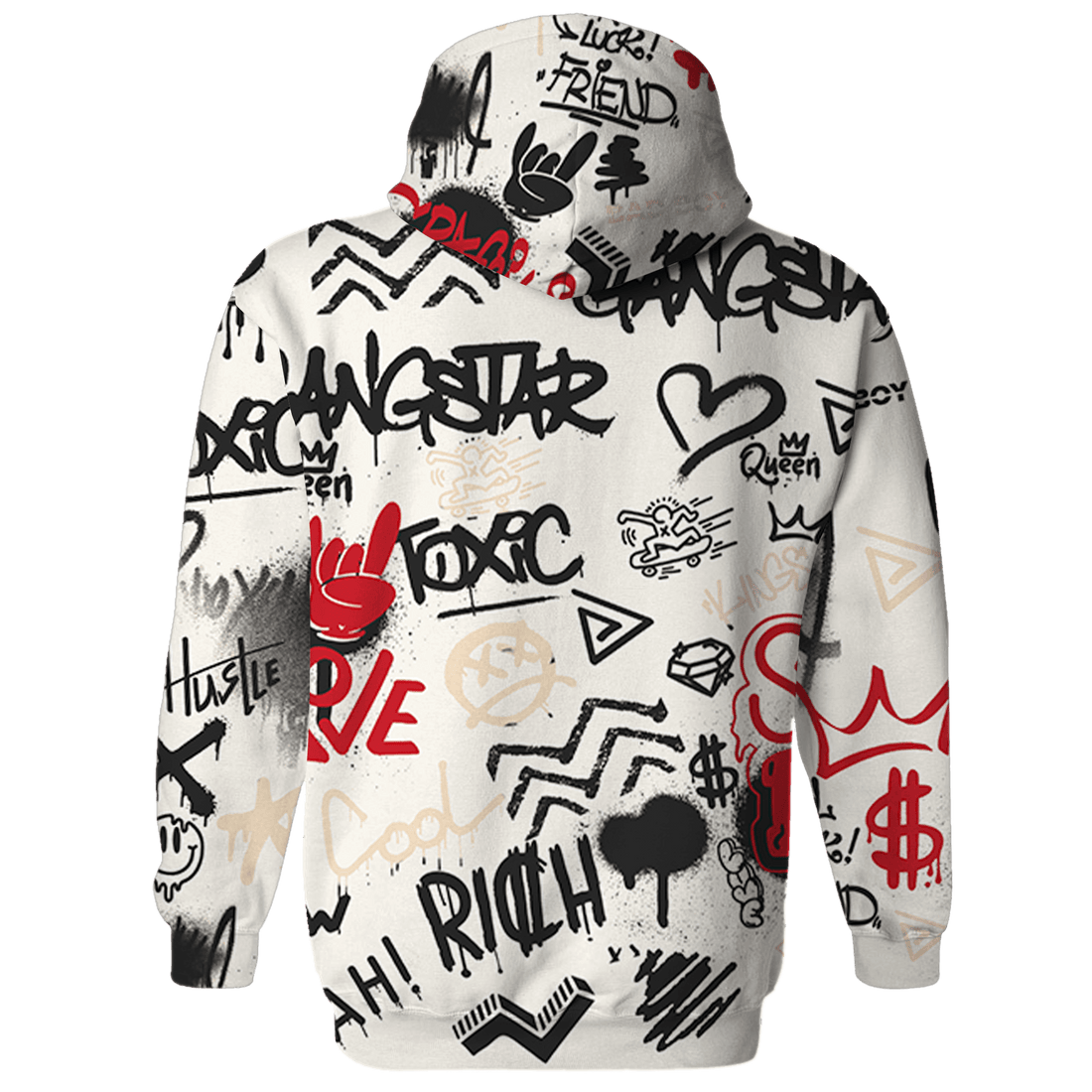 Jumman Jack University Red Hoodie Match Graffiti King 3D All-Over Print Doodle Style - NastyJamz
