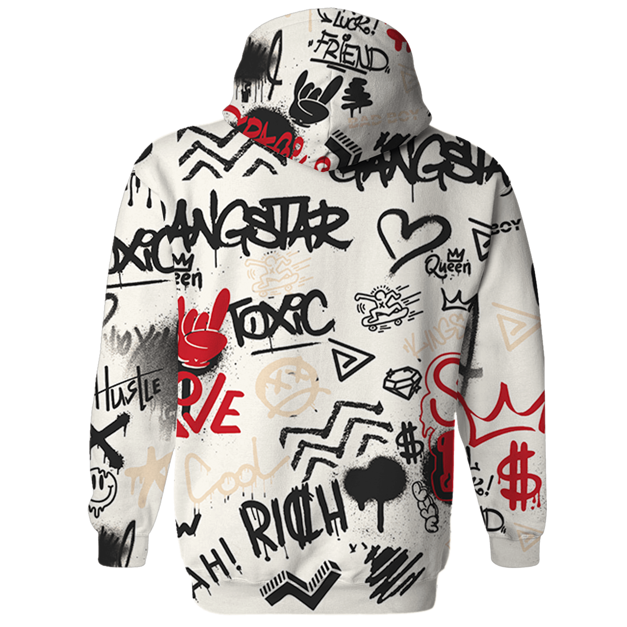 Jumman Jack University Red Hoodie Match Graffiti King 3D All-Over Print Doodle Style - NastyJamz