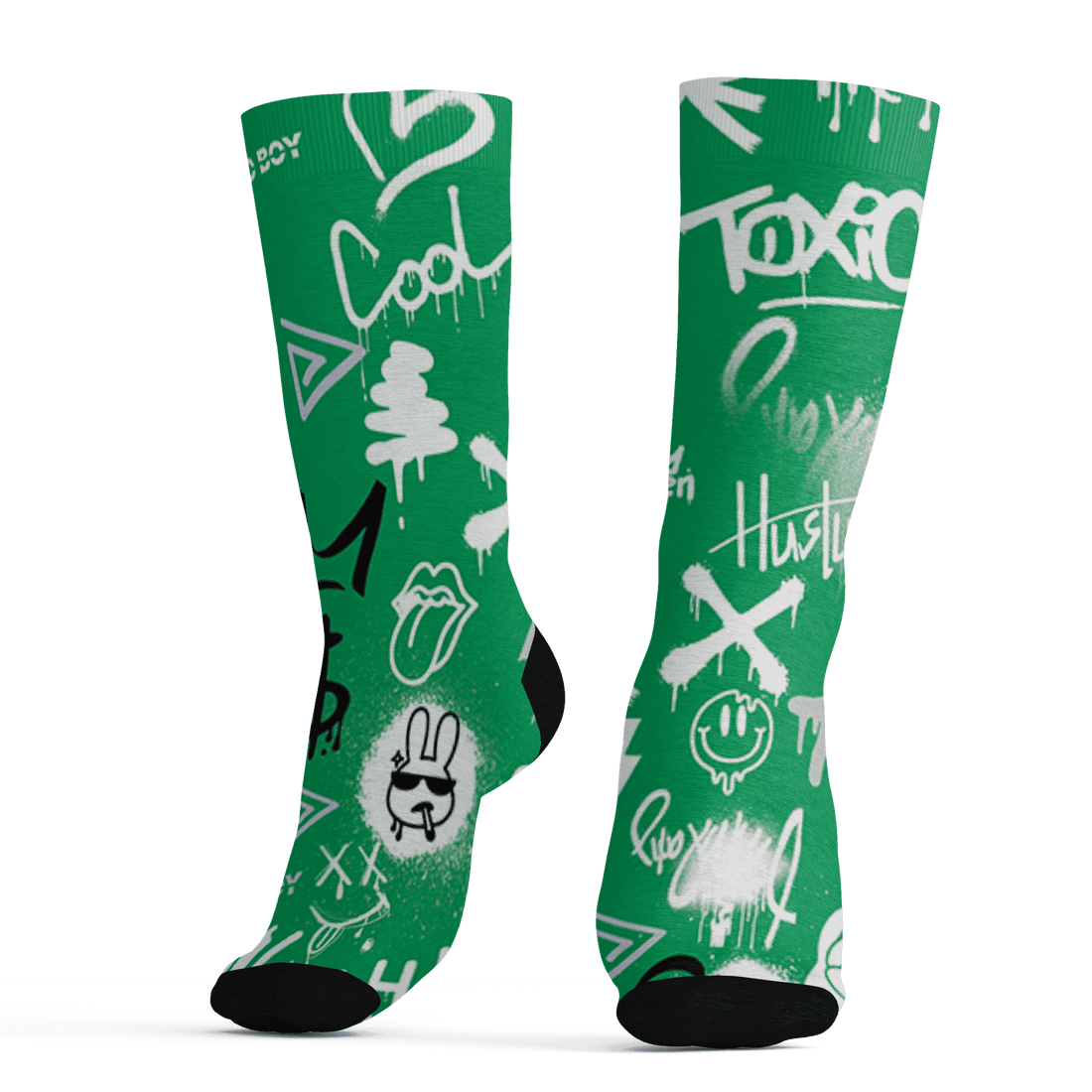 Lucky Green 5s Socks Match Graffiti King 3D All-Over Print Doodle Style - NastyJamz
