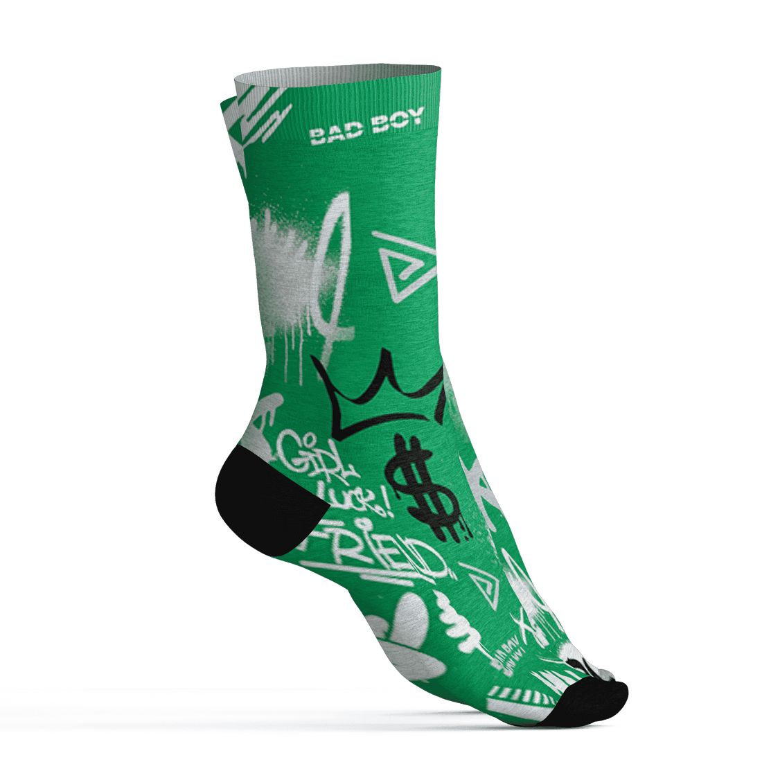 Lucky Green 5s Socks Match Graffiti King 3D All-Over Print Doodle Style - NastyJamz