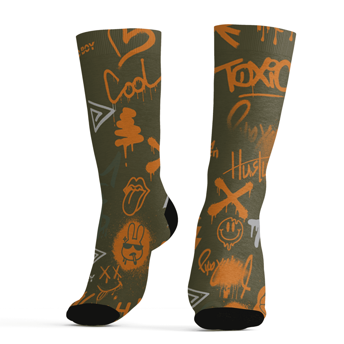 Olive 5s Socks Match Graffiti King 3D All-Over Print Doodle Style - NastyJamz