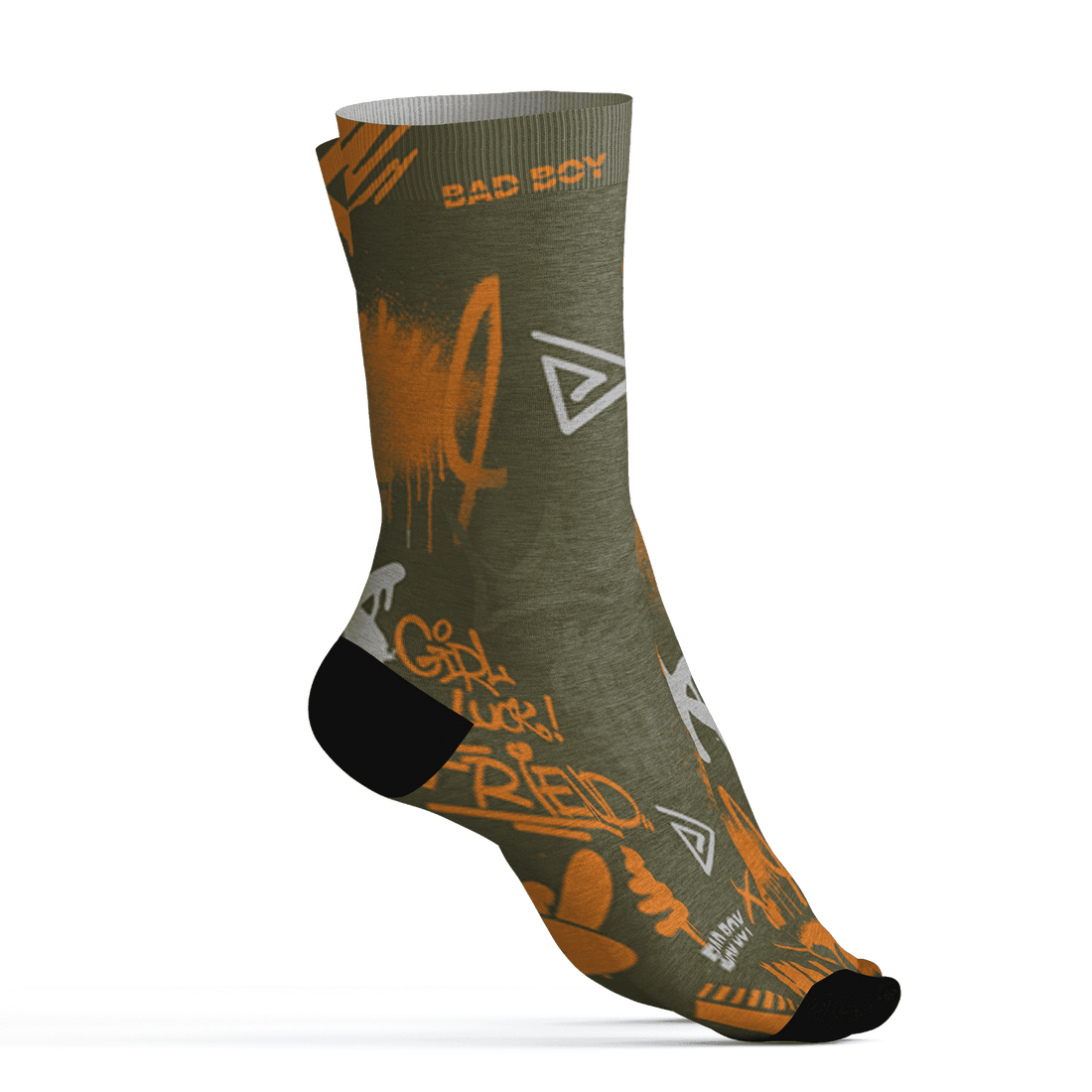 Olive 5s Socks Match Graffiti King 3D All-Over Print Doodle Style - NastyJamz