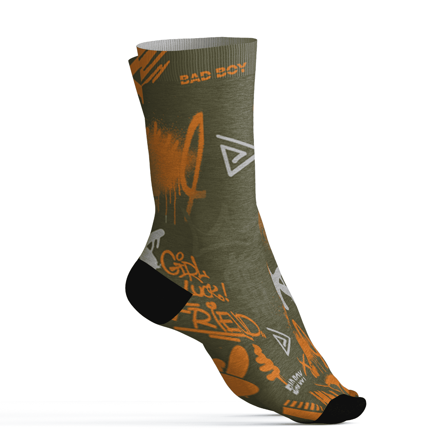 Olive 5s Socks Match Graffiti King 3D All-Over Print Doodle Style - NastyJamz