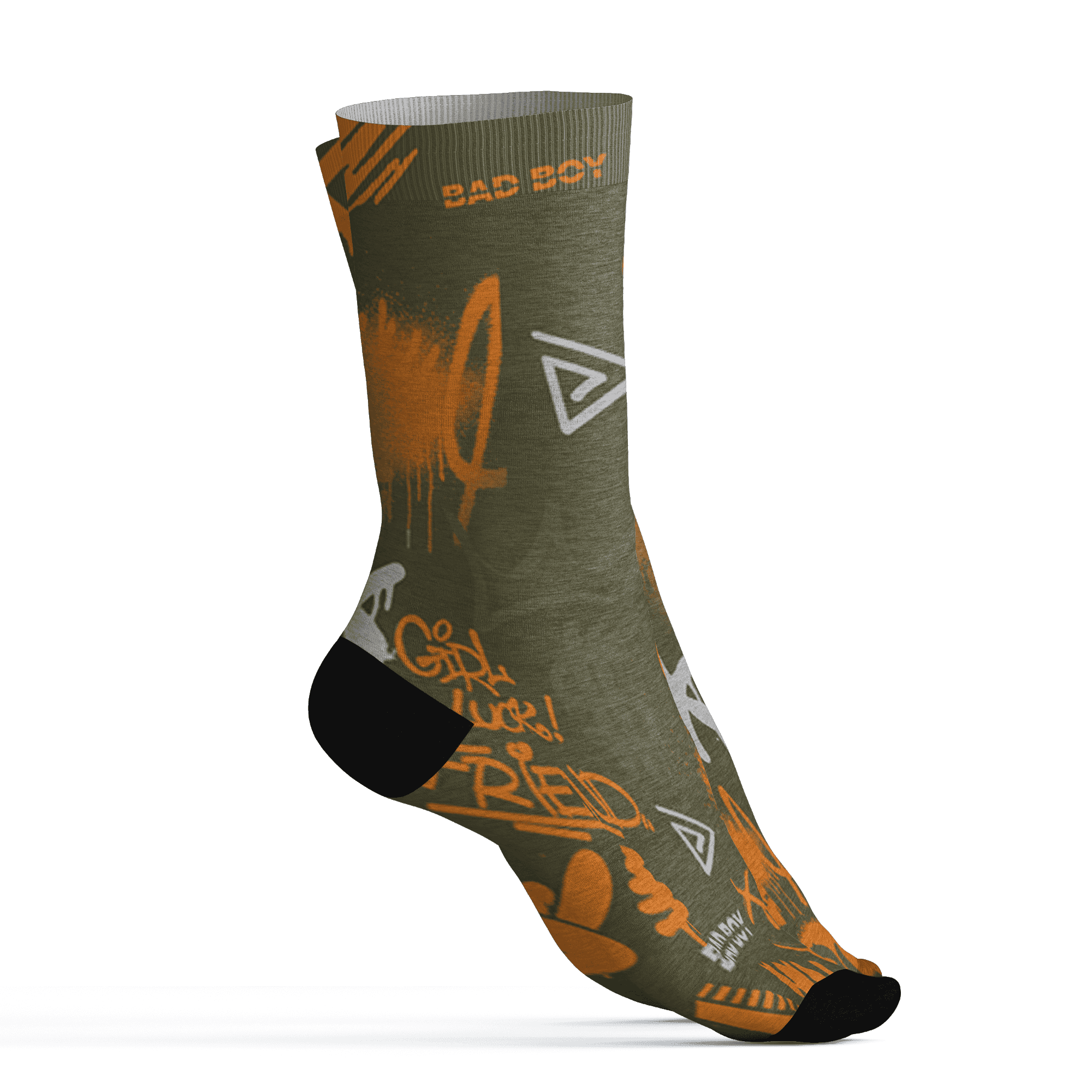 Olive 5s Socks Match Graffiti King 3D All-Over Print Doodle Style - NastyJamz